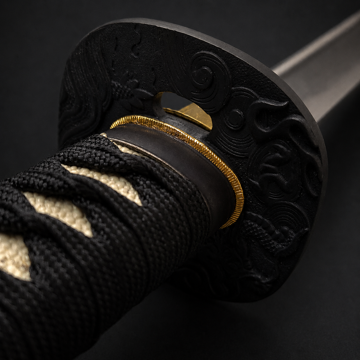 Katana sword handle and textured guard. | Guild Arms