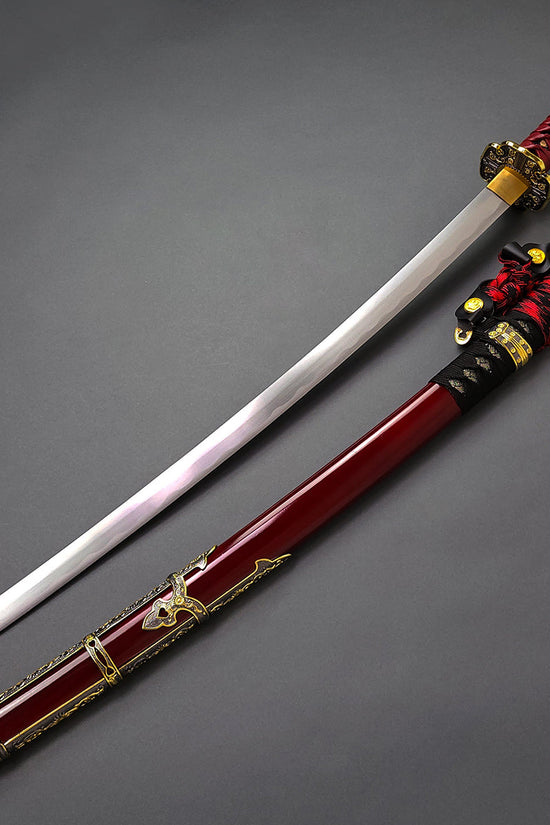 Musha Ceremonial Jintachi Katana (Burgundy) - Musashi Swords