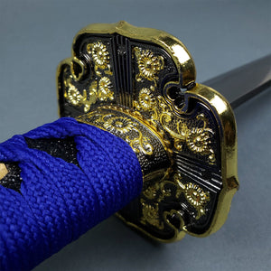 Blue Musha Jintachi Katana with Black Scabbard