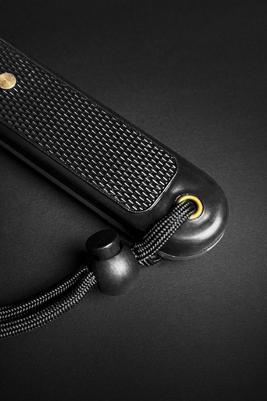 Black katana handle with cord wrap detail
