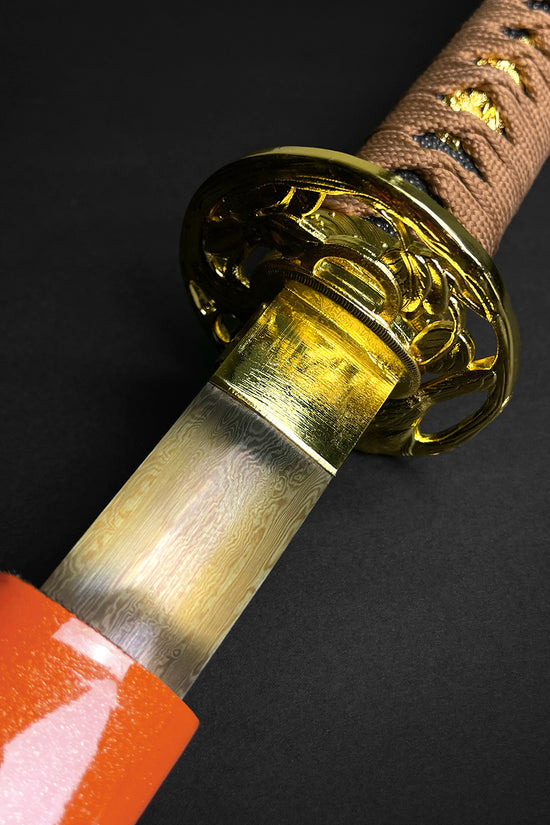 Musha Gold Warrior Damascus Katana for Sale - Swords for Sale Online