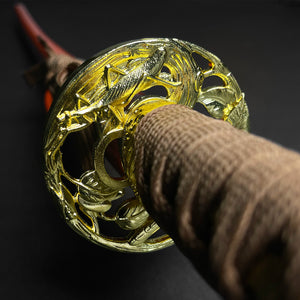 Musha Gold Warrior Damascus Katana for Sale - Swords for Sale Online