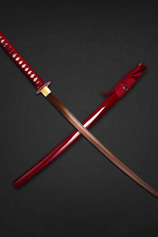 40 1/4" Red Damascus Blade Hand Forged Samurai Sword