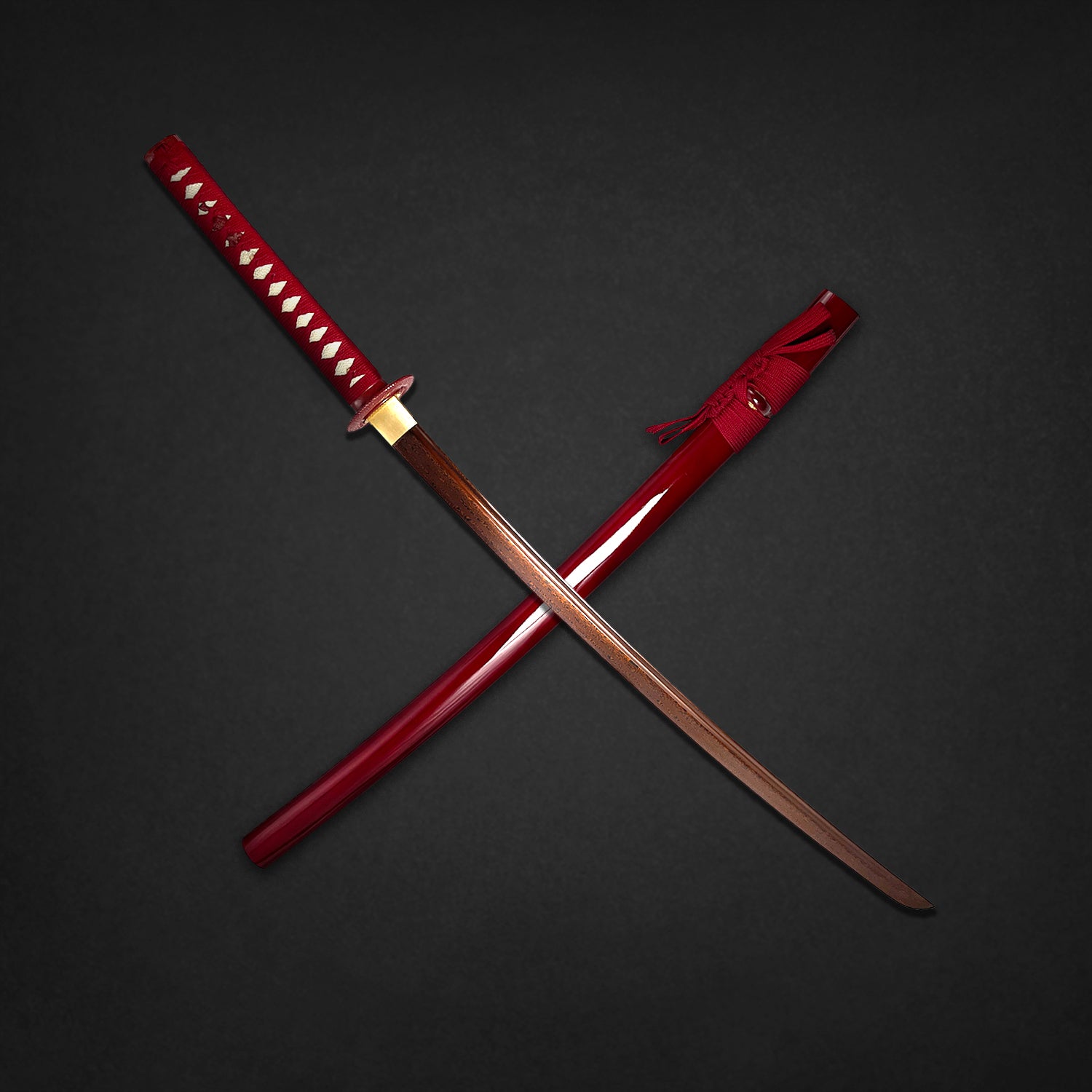 40 1/4" Red Damascus Blade Hand Forged Samurai Sword