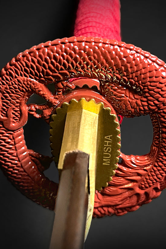 40 1/4" Red Damascus Blade Hand Forged Samurai Sword