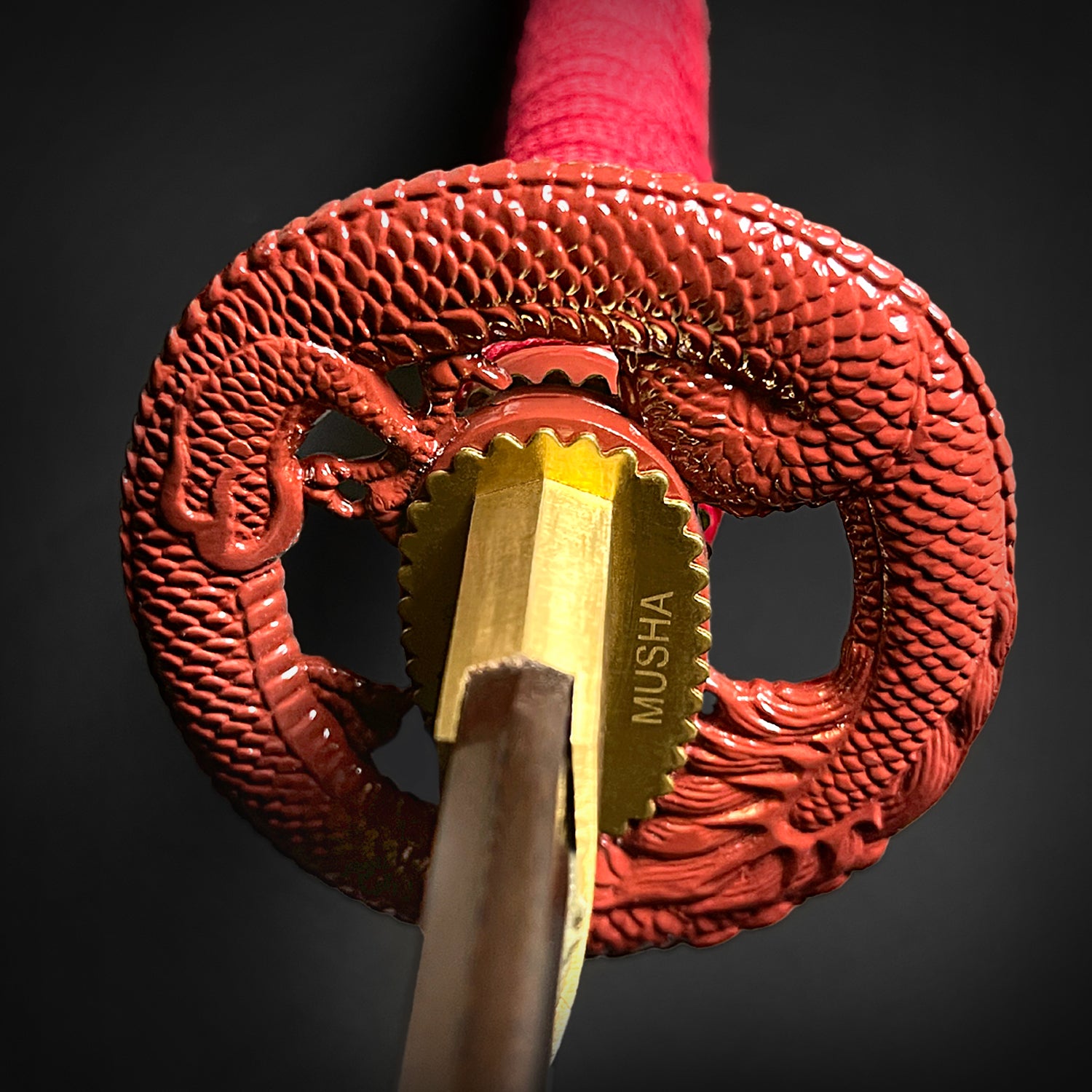 40 1/4" Red Damascus Blade Hand Forged Samurai Sword