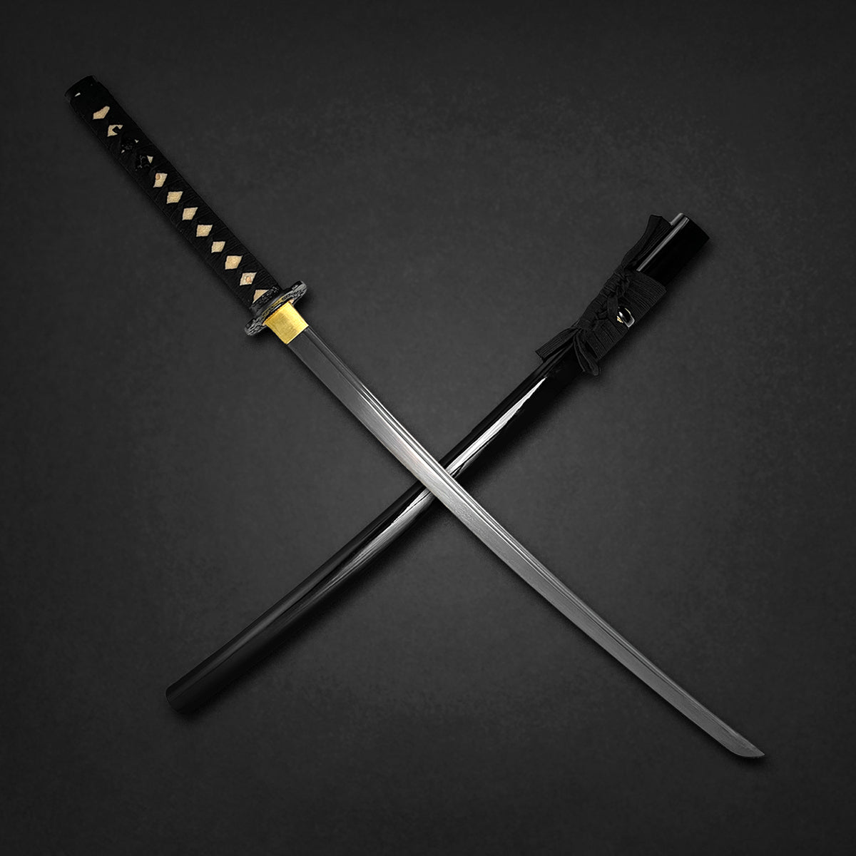 40 1/4" Black Damascus blade hand forged samurai sword