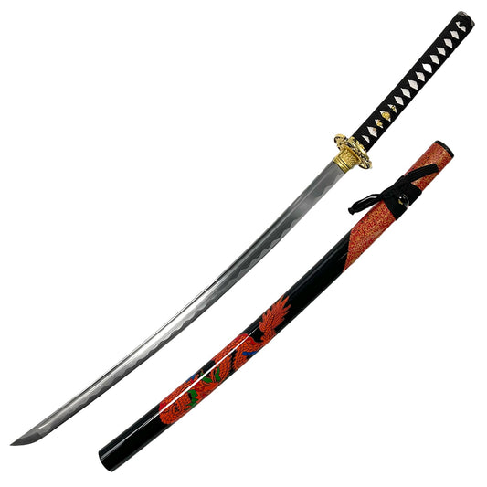 Musha Red Dragon on Scabbard Samurai Sword