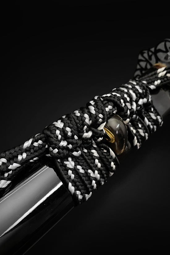 Black and white katana sageo- Guild Arms.