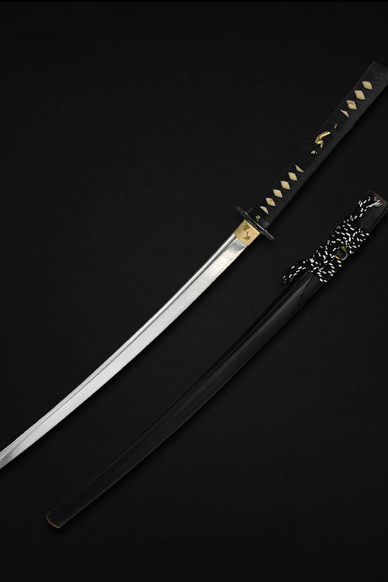 Black Japanese katana sword unsheathed- Guild Arms.