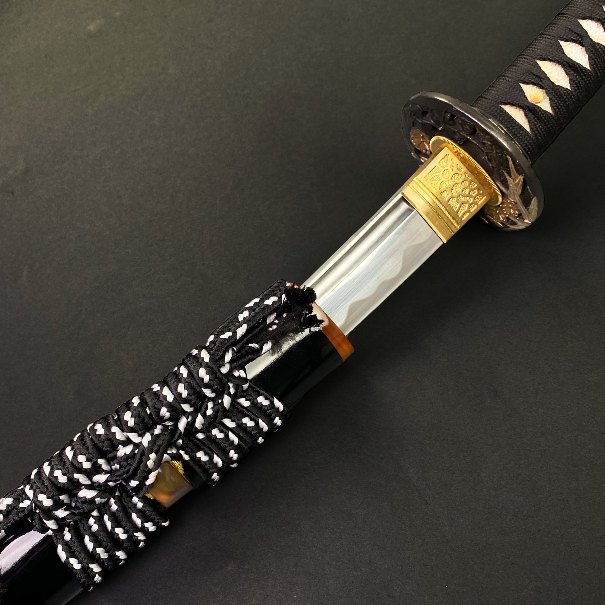 Gold Series 42" Hand forged "Flower" 1095 Katana Black