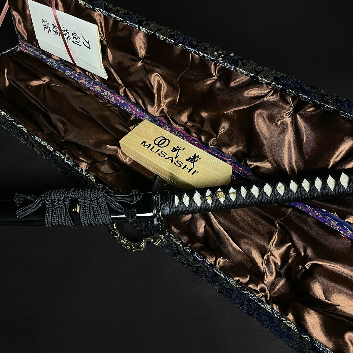 Musashi katana in silk box- Guild Arms.