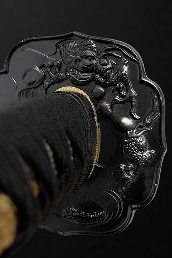 Black dragon katana tsuba guard- Guild Arms.
