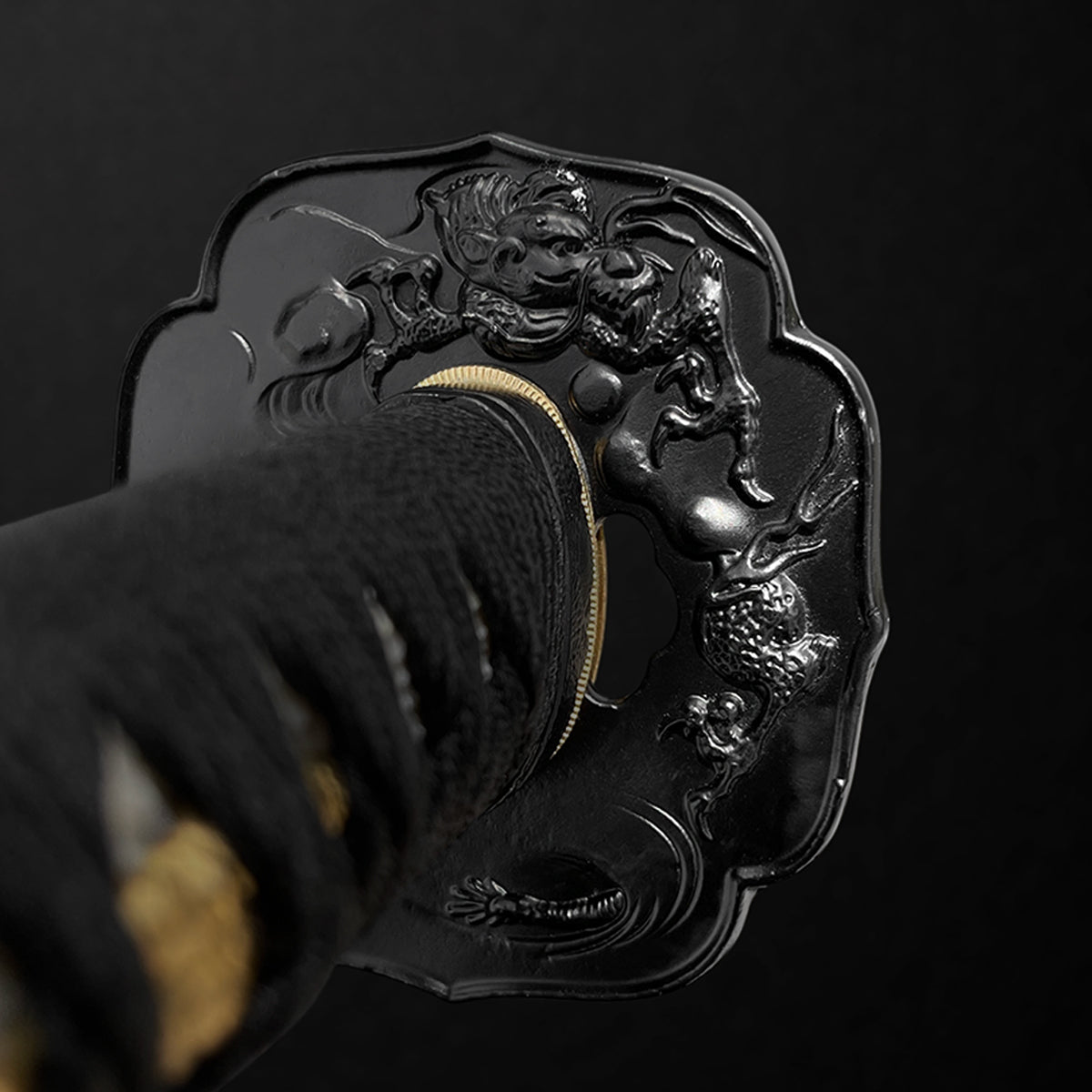 Black dragon katana tsuba guard- Guild Arms.