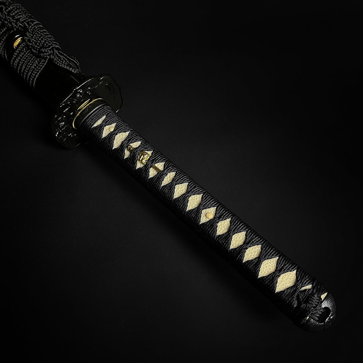 Black traditional Japanese katana hilt- Guild Arms.