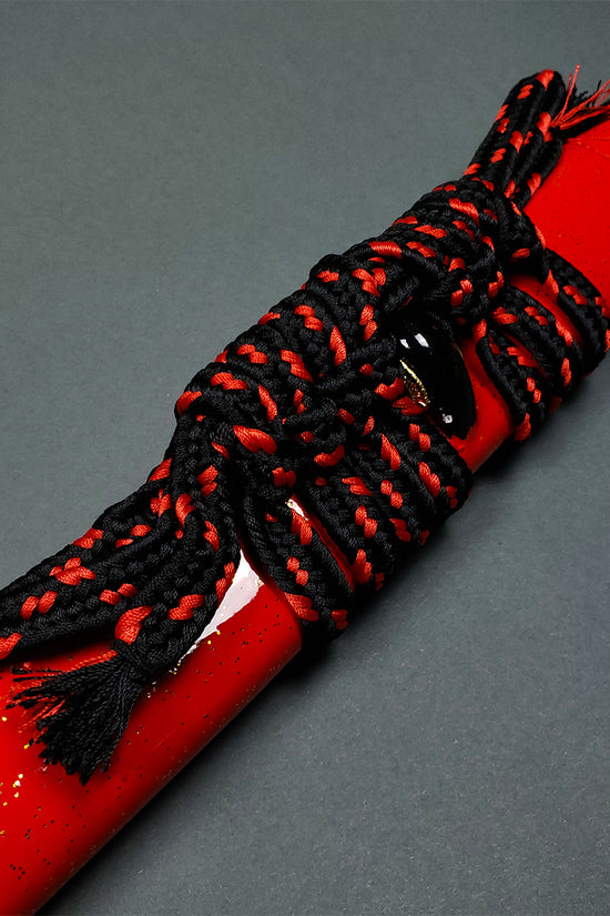 Red black katana cord knot- Guild Arms.