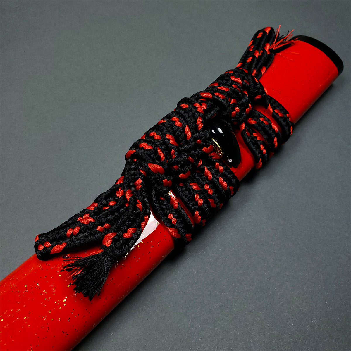Red black katana cord knot- Guild Arms.