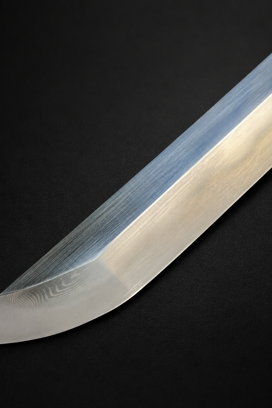 Polished steel Japanese sword blade point. | Guild Arms