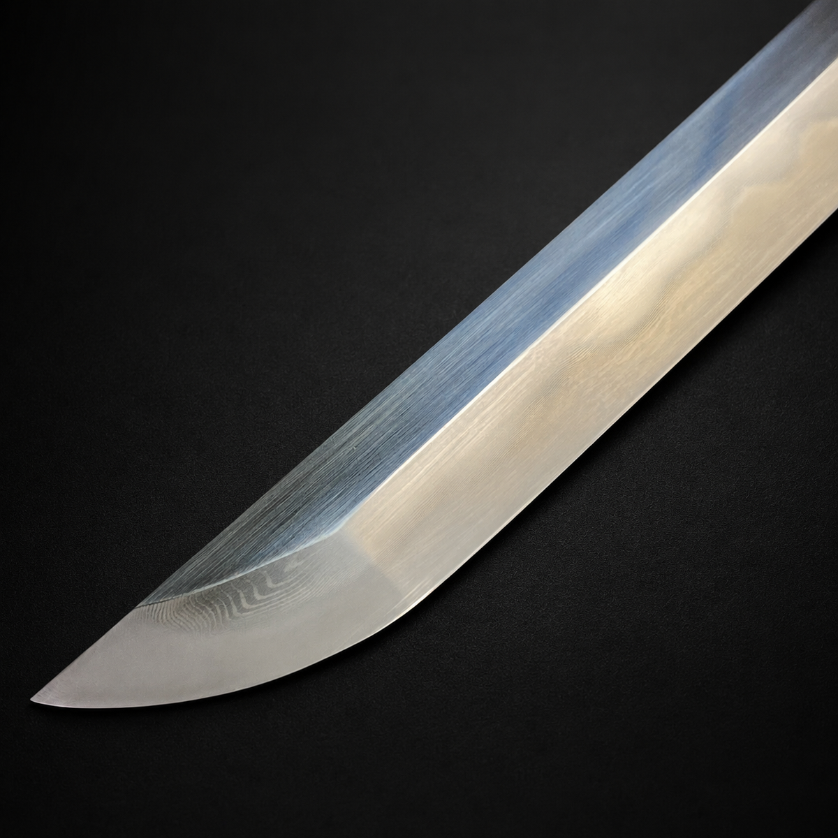 Polished steel Japanese sword blade point. | Guild Arms