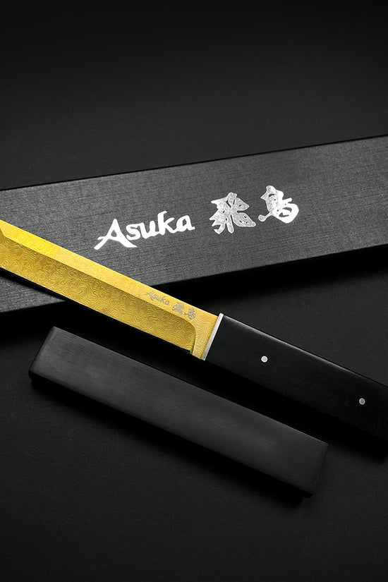 Tanto Knife for Sale: Asuka Gold Damascus Tanto Knife  - Musashi Swords