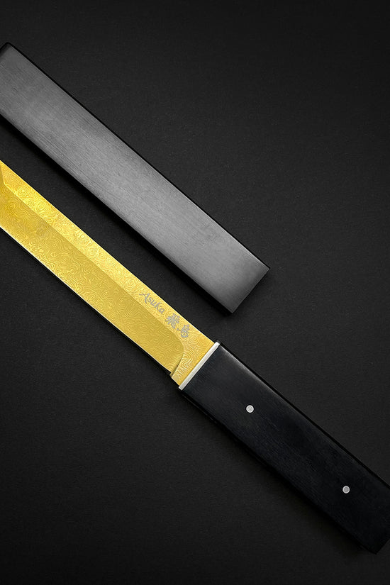Tanto Knife for Sale: Asuka Gold Damascus Tanto Knife  - Musashi Swords