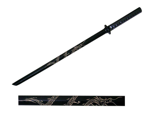 40" Black Wooden Samurai Sword (dragon)