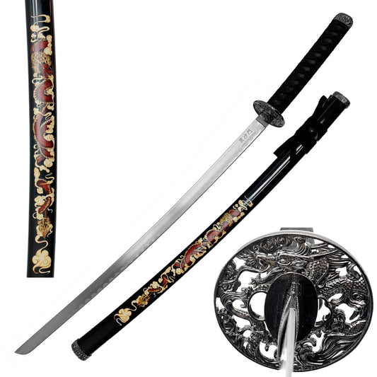 39.5-Inch Black Dragon Samurai Sword