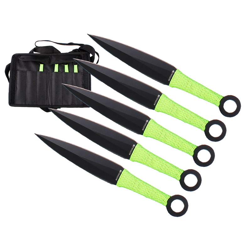6-Piece 6 1/3" Throwing Knife with Green Nylon Rope