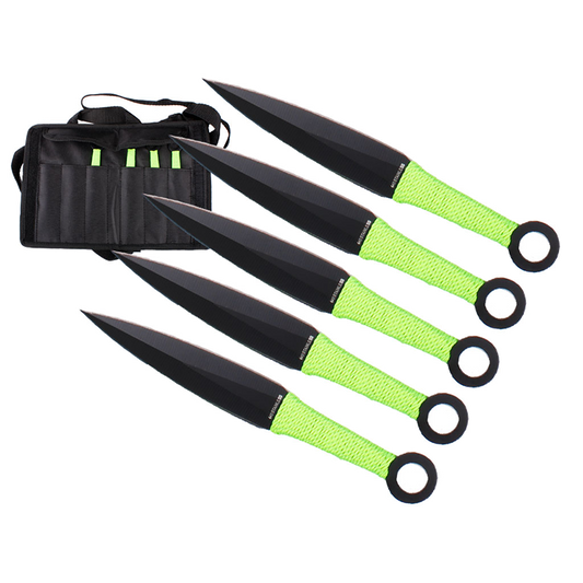 6-Piece 6 1/3" Throwing Knife with Green Nylon Rope