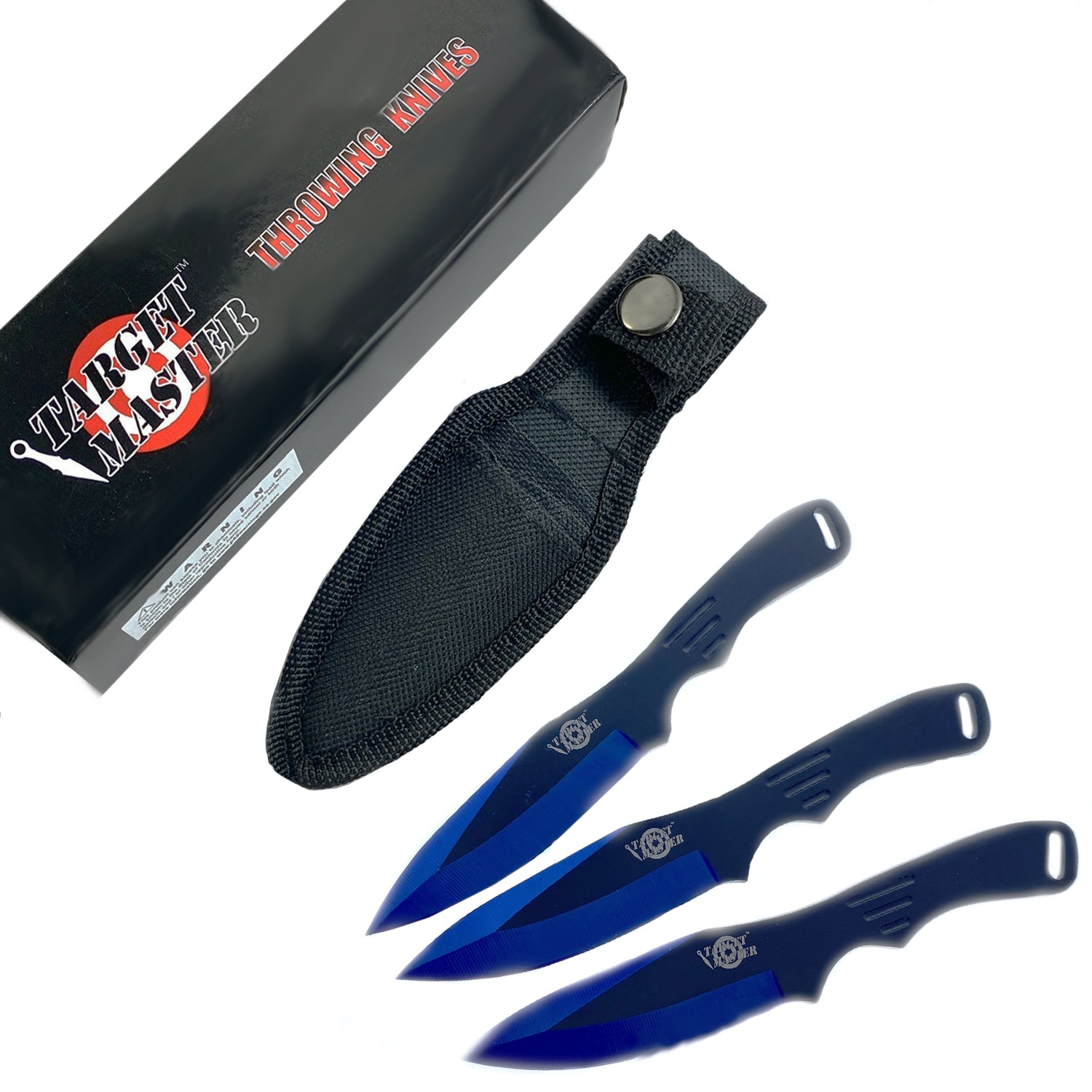 6" Overall 3 PC Blue Throwing Knife Se w/ Nylon Sheath Includ