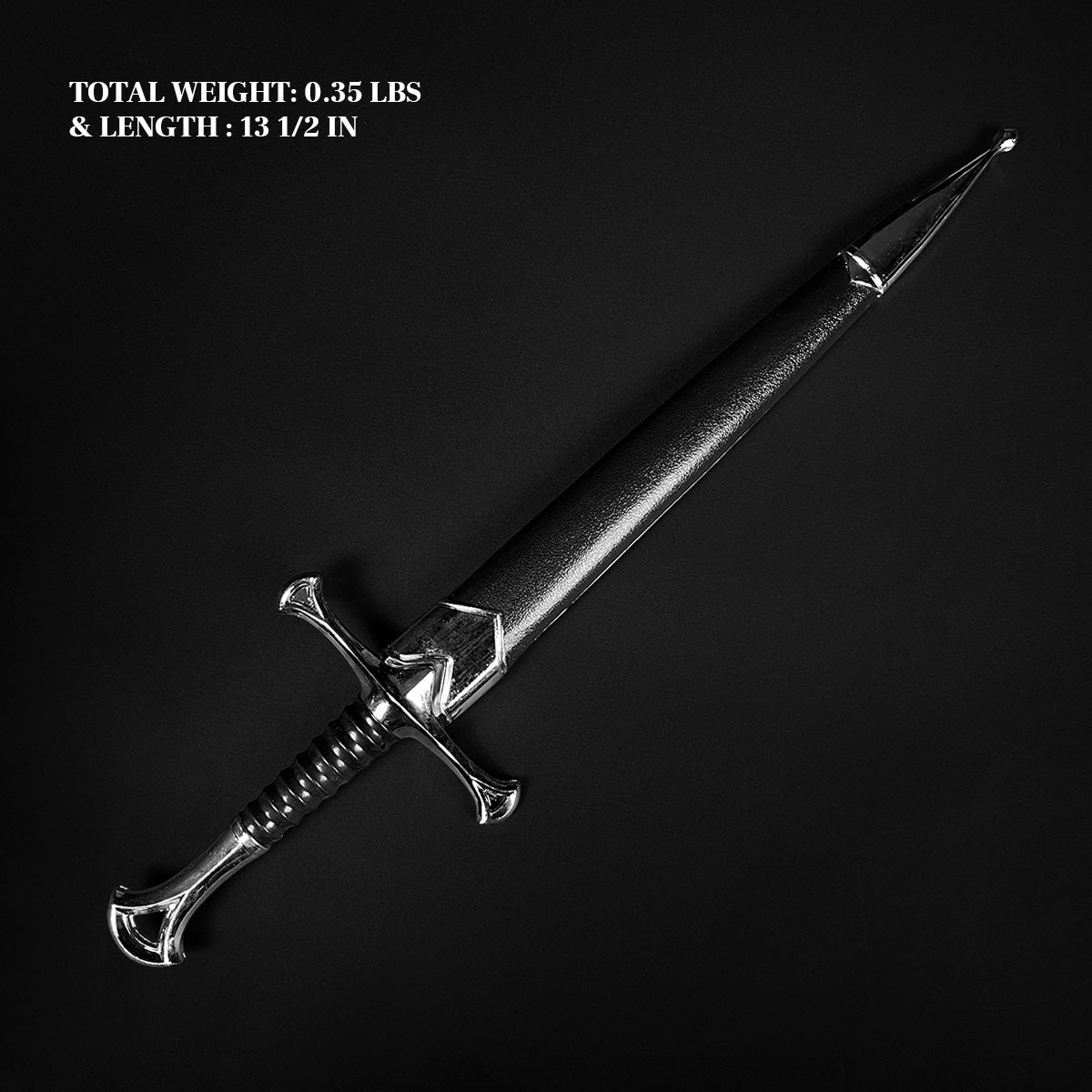 Anduril Medieval Fantasy Dagger with a sleek blade and ornate handle, measuring 13.5 inches