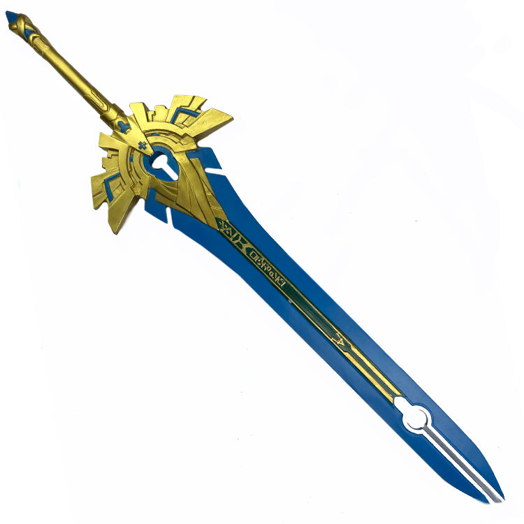 Anime Impact Fiberglass Sword by Guild Arms with a striking blue and gold design