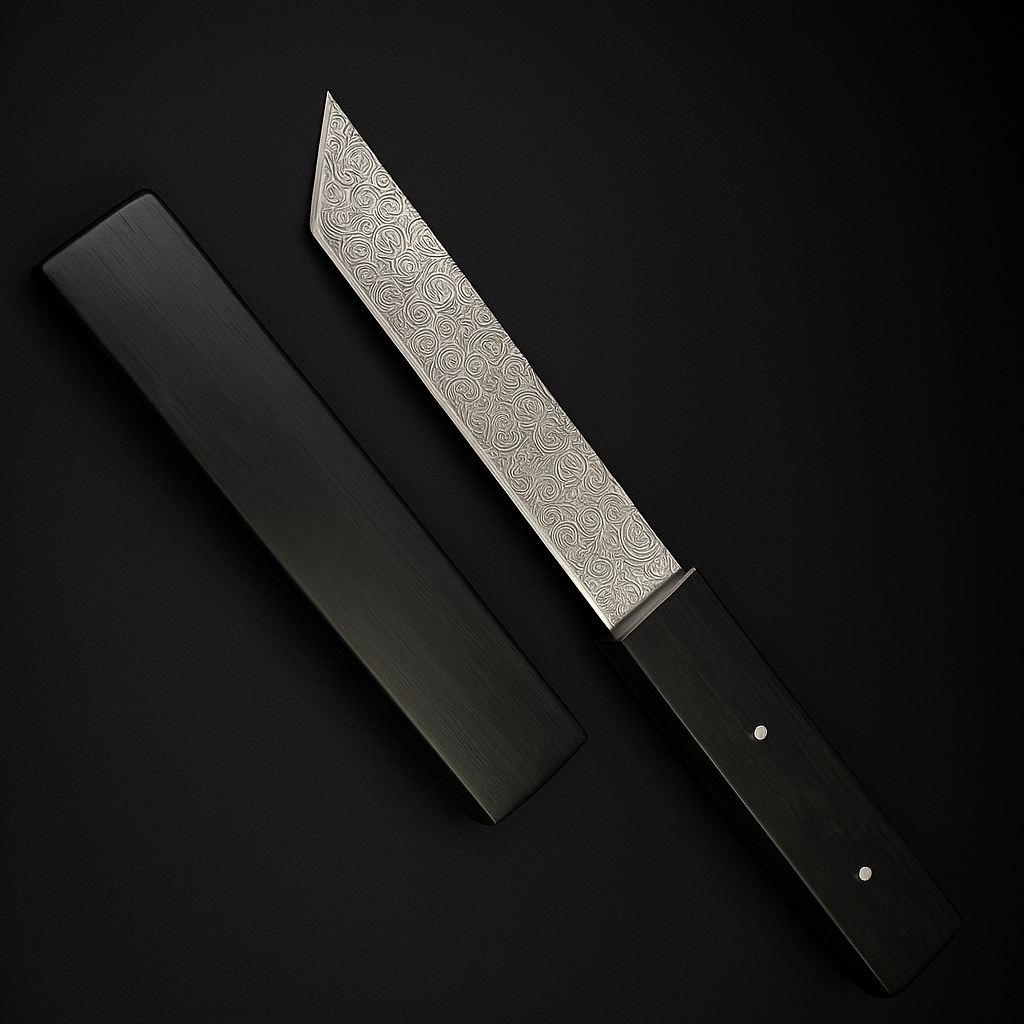 Asuka Suterusu Modern Tanto Knife with intricate blade design and sleek handle for precision cutting