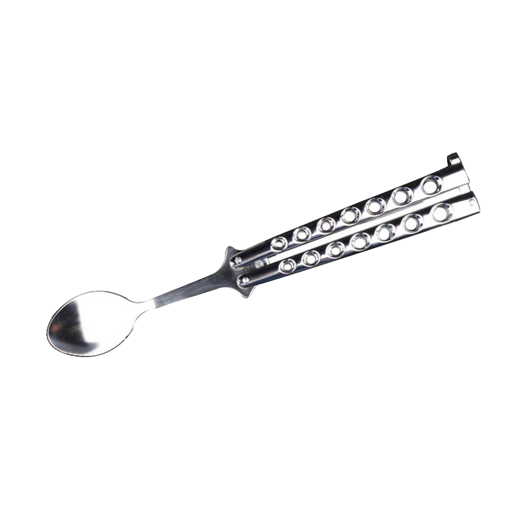 Balisong Spoon Silver Training Butterfly Knife