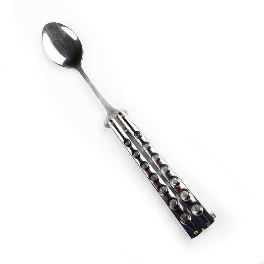 Balisong Spoon Silver Training Butterfly Knife