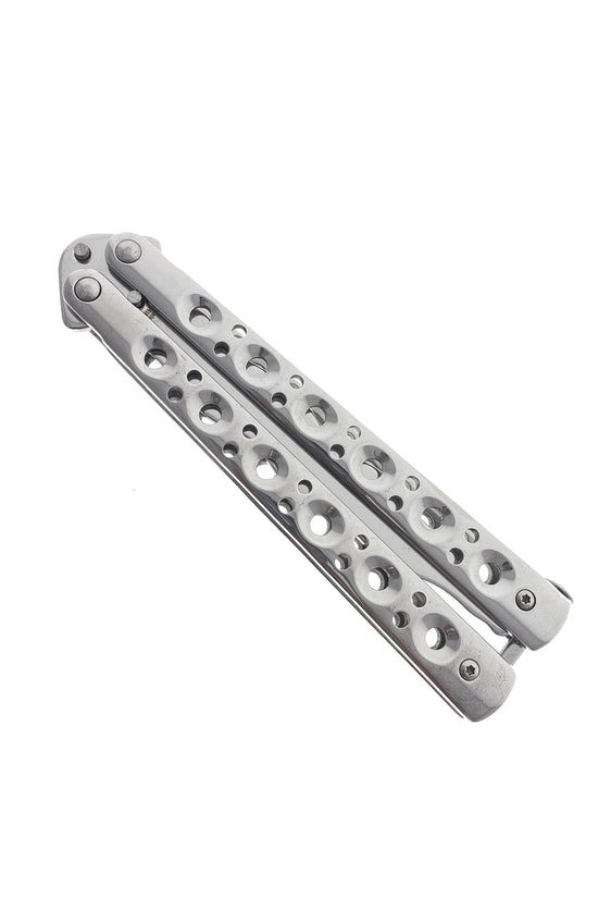 Ballisong Knife Trainer - Chrome Butterfly Knife Practice with durable stainless steel design