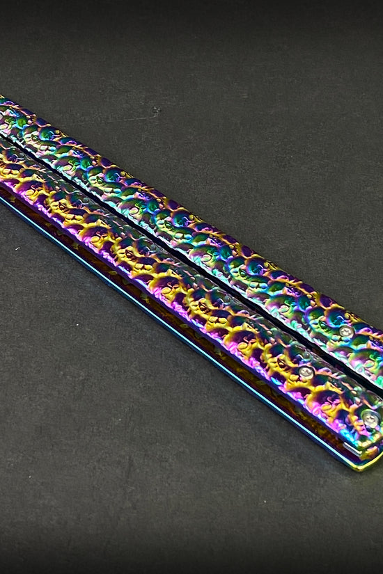 Big Boy Rainbow Butterfly Knife Balisong Trainer with Colorful Design and Smooth Finish