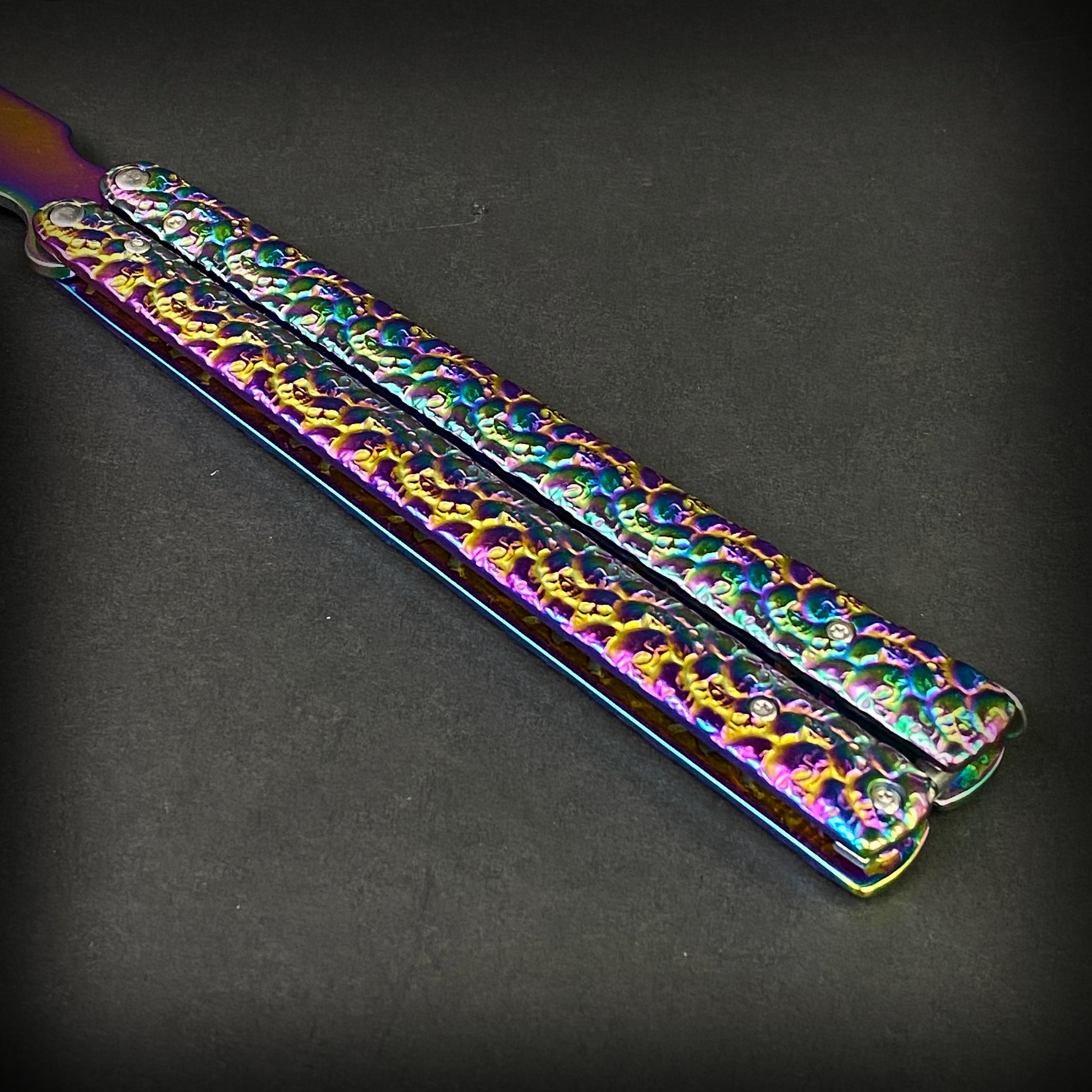 Big Boy Rainbow Butterfly Knife Balisong Trainer with Colorful Design and Smooth Finish
