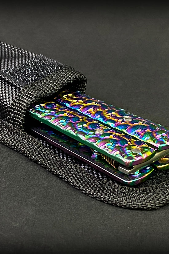 Big Boy Rainbow Butterfly Knife Balisong Trainer with Colorful Handle and Protective Case