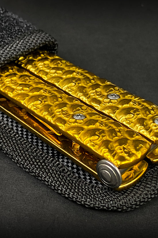 Big Boy's Gold Butterfly Trainer with textured handle and protective sheath for beginners