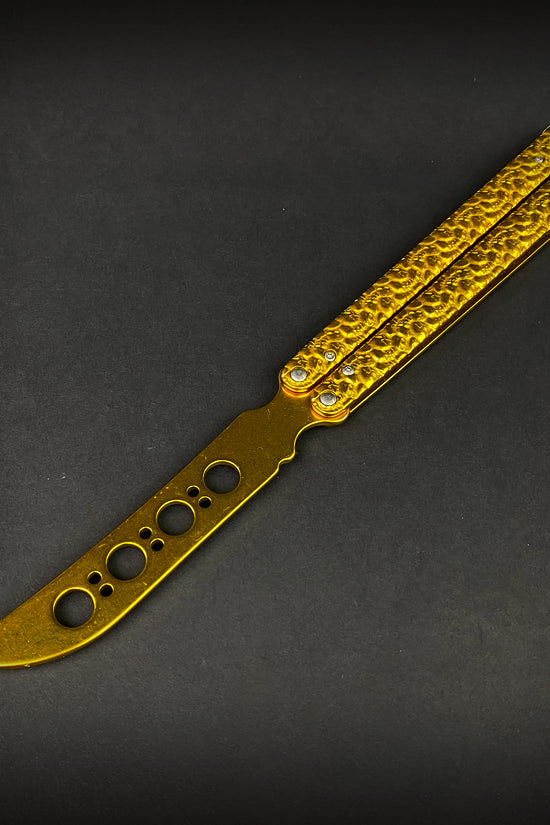 Big Boy's Gold Butterfly Trainer with textured handles for safe flipping practice