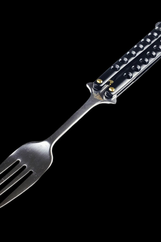 Guild Arms Black Butterfly Knife Fork with Smooth Handles for Safe Training