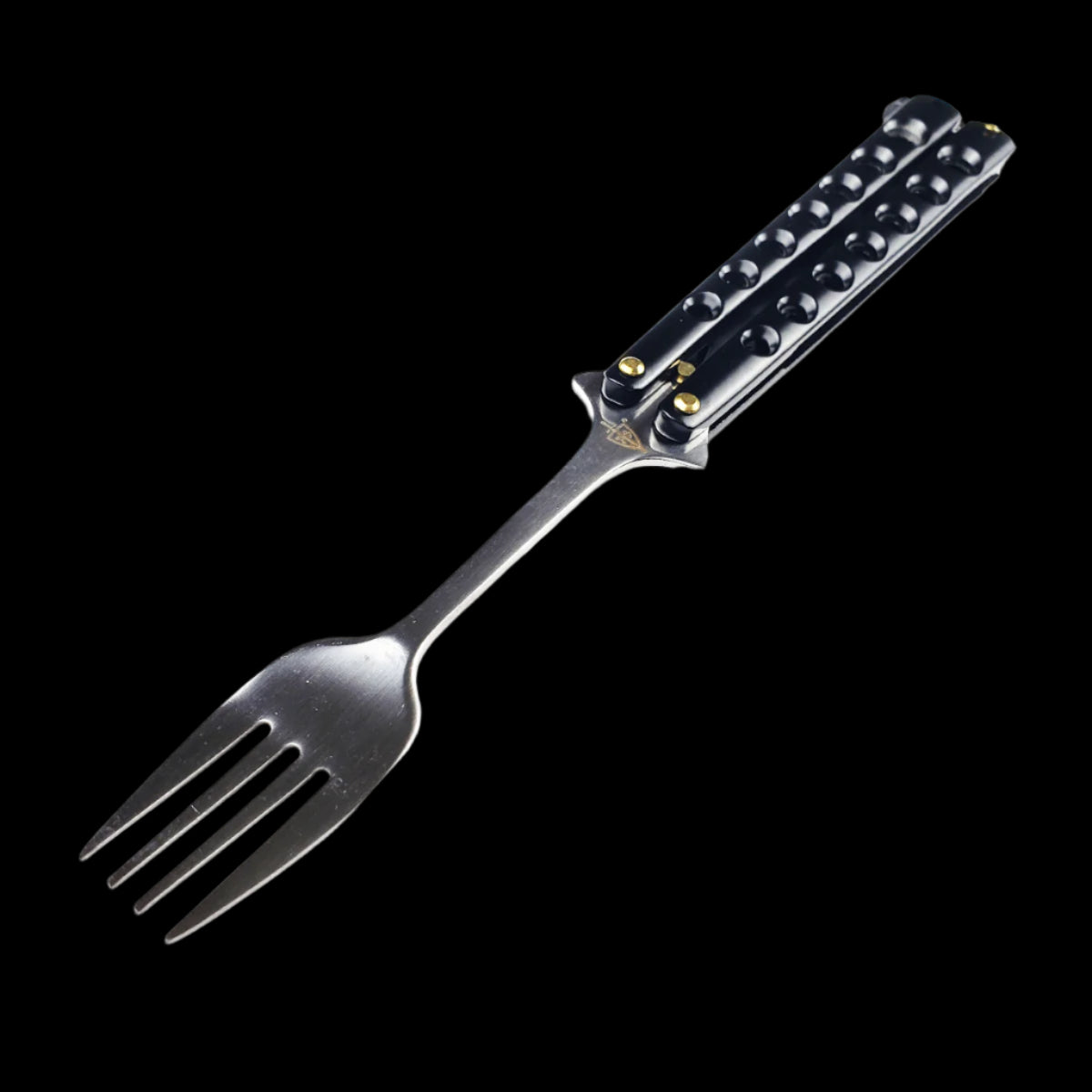 Guild Arms Black Butterfly Knife Fork with Smooth Handles for Safe Training