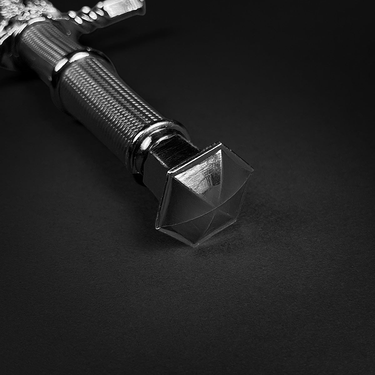 Black medieval dagger w/Black Plastic Scabbard featuring a detailed handle and polished blade