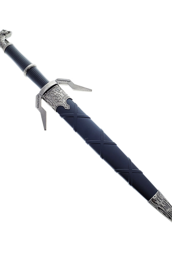 Guild Arms Black Medieval Sword w/Black Plastic Scabbard featuring intricate detailing and a sleek design