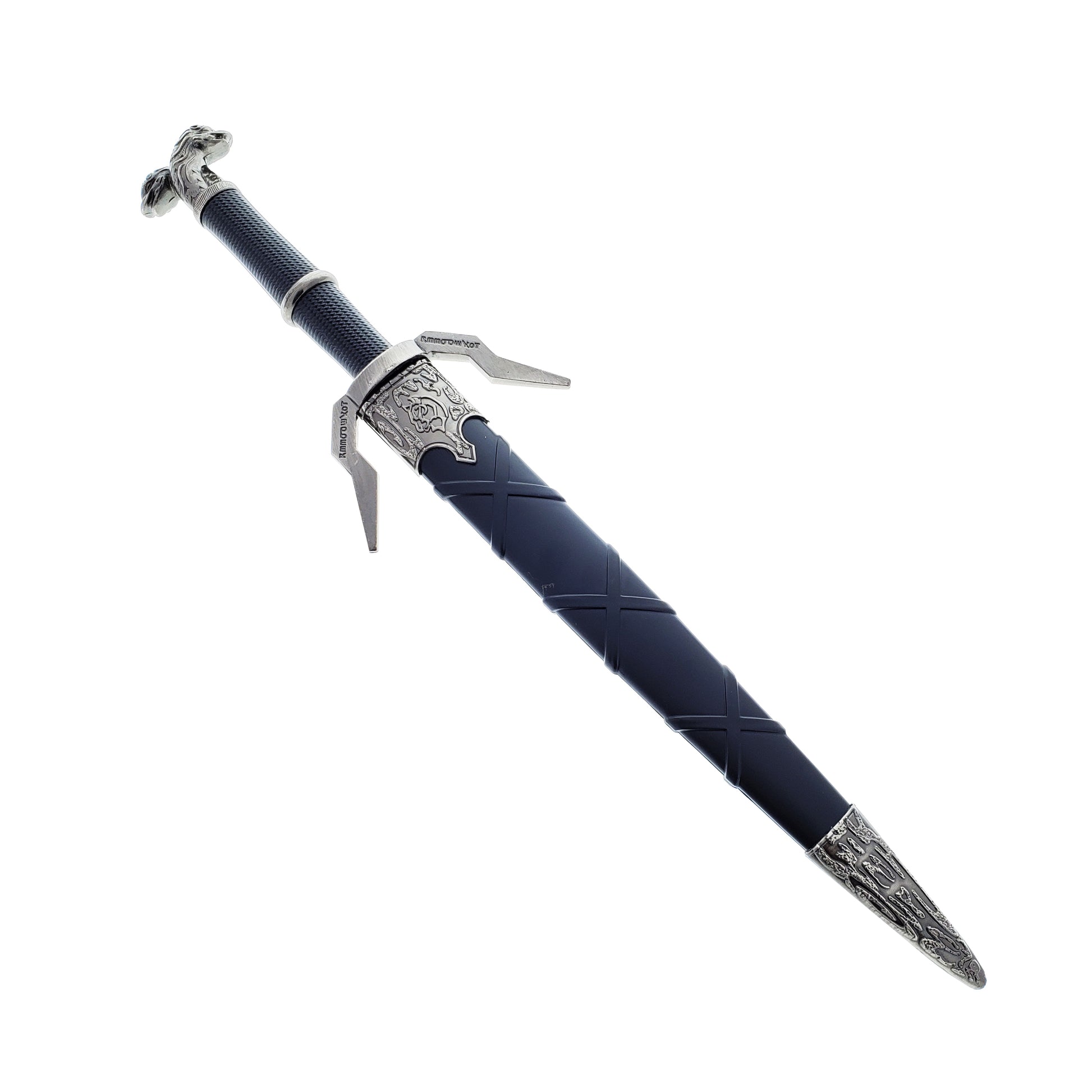 Guild Arms Black Medieval Sword w/Black Plastic Scabbard featuring intricate detailing and a sleek design