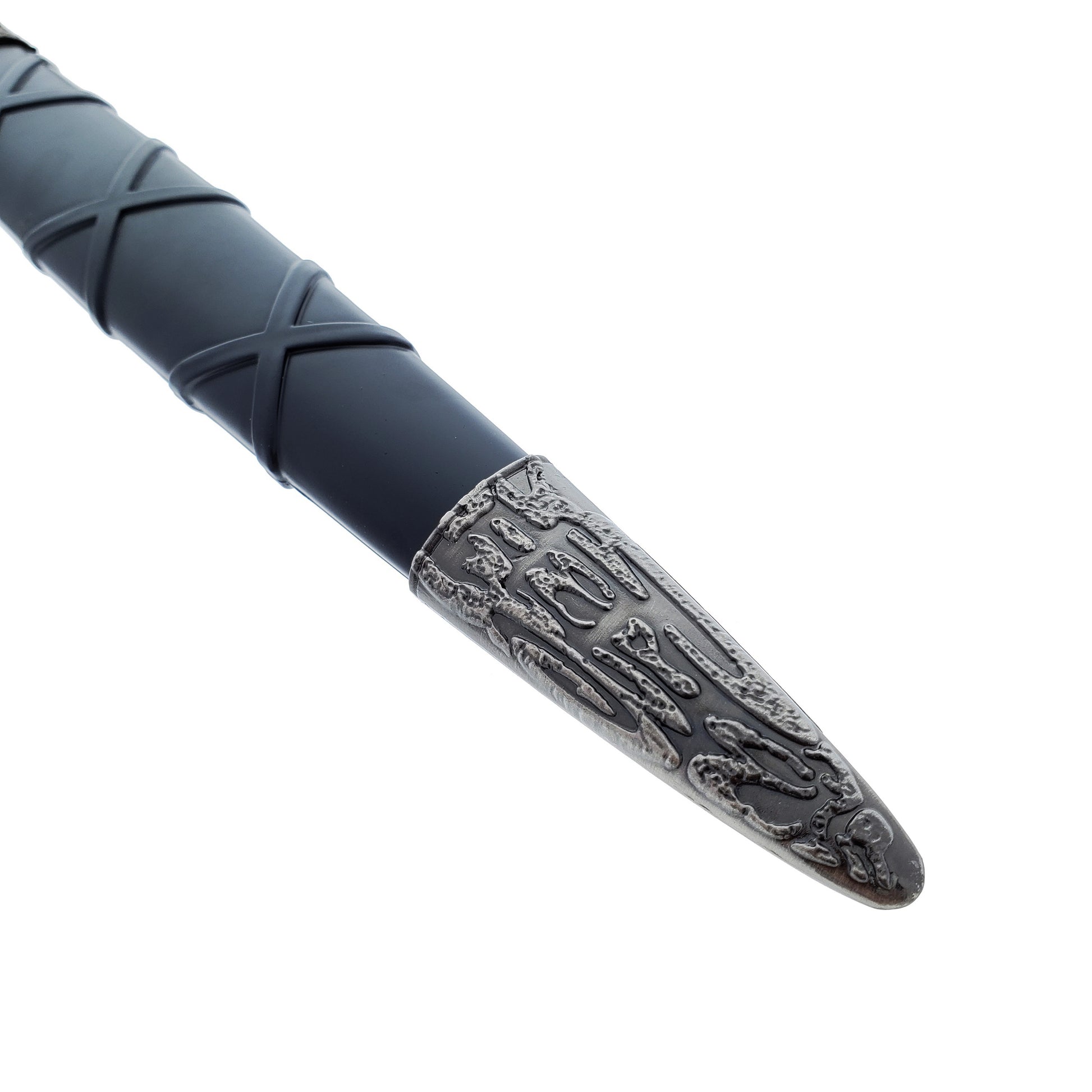 Guild Arms Black Medieval Sword w/Black Plastic Scabbard featuring an intricately designed blade