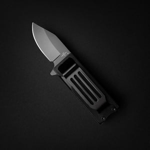 Guild Arms Black Spring Assisted Lighter Knife with sleek black handle and sharp stainless steel blade