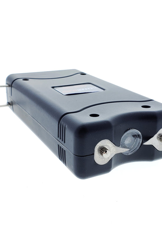 Thunderblast black stun gun for self defense with compact design and integrated charging pins
