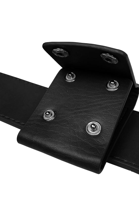 Black sword frog holder designed for secure attachment to belts, featuring durable construction by Guild Arms
